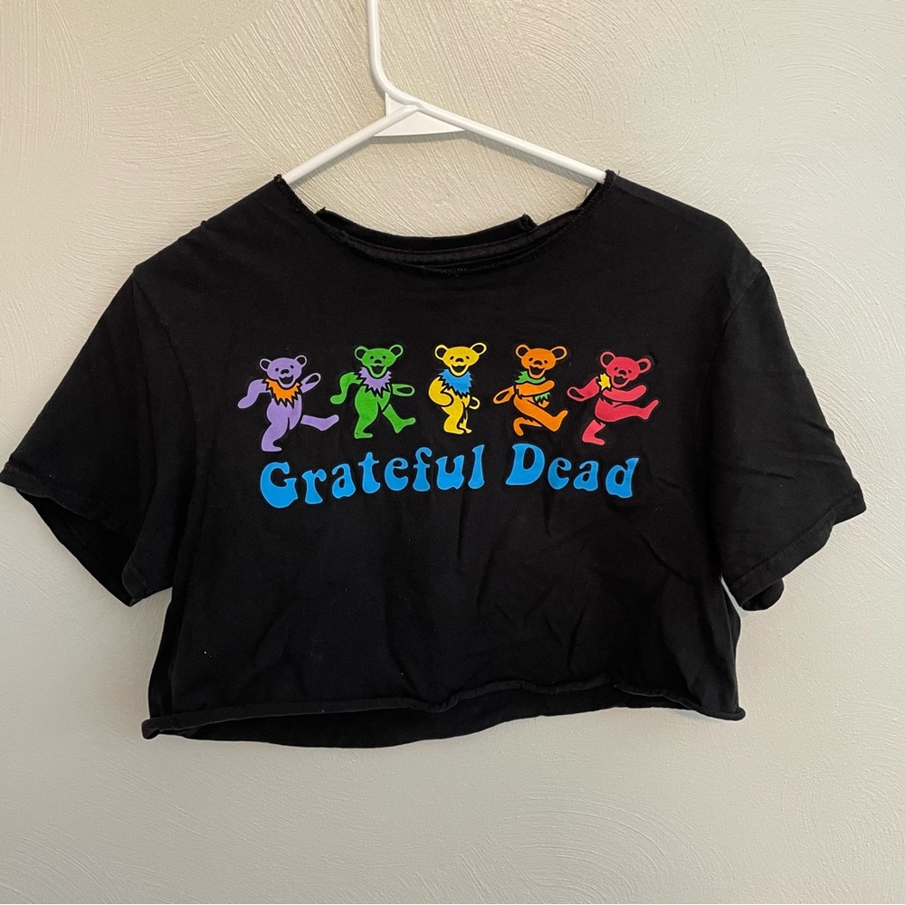 Grateful Dead Rainbow Dancing Bears Cropped Graphic Tee Shirt Top Size Medium